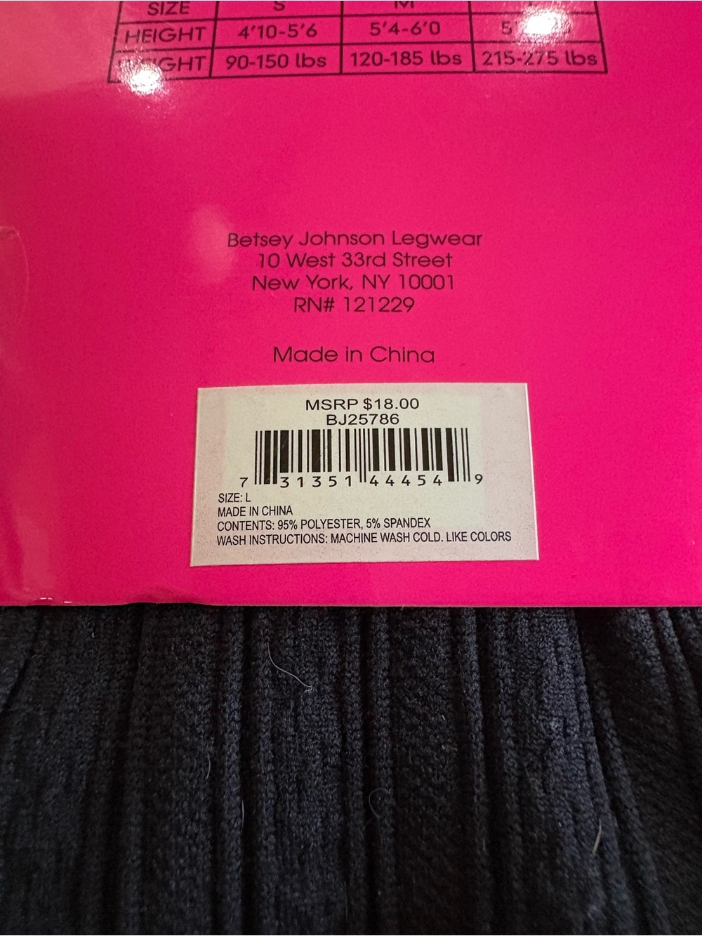 Betsey Johnson Black Fleece-Lined Ribbed Leggings - Picture 10 of 10